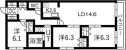 Contrail月寒（コントレイル月寒）の間取り画像