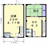 緑区作の山町住居付店舗の間取り画像