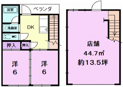 白塚町住居付店舗の間取り画像