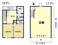 蘇原野口町1丁目住居付店舗Ⅰの間取り画像