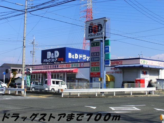 近くのドラッグストアまで700m（徒歩9分）
