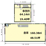 鳥飼本町5丁目事務所付倉庫（Pの間取り画像