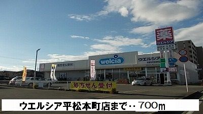 近くのウエルシア薬局平松本町店まで700m（徒歩9分）