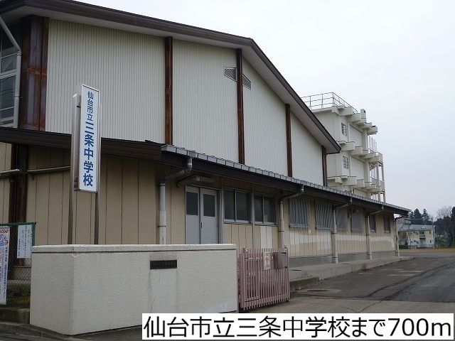 近くの仙台市立三条中学校まで700m(徒歩9分)