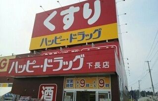 近くのハッピードラッグ八戸下長店まで750m（徒歩10分）