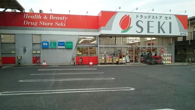 近くのドラッグストアセキ宮代店まで950m（徒歩12分）