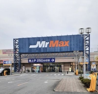 近くのミスターマックス伊勢崎店まで750m（徒歩10分）