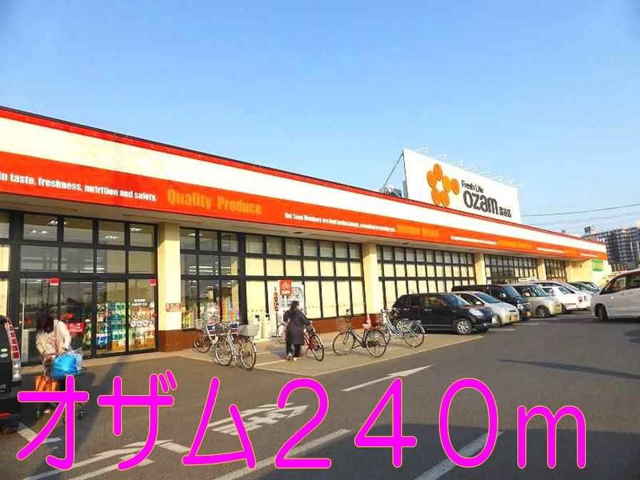近くのスーパーオザムまで240m（徒歩3分）