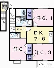 オーブリー鳴門 Bの間取り画像