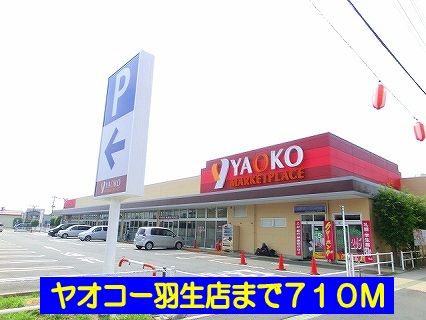近くのヤオコー羽生店まで710m（徒歩9分）