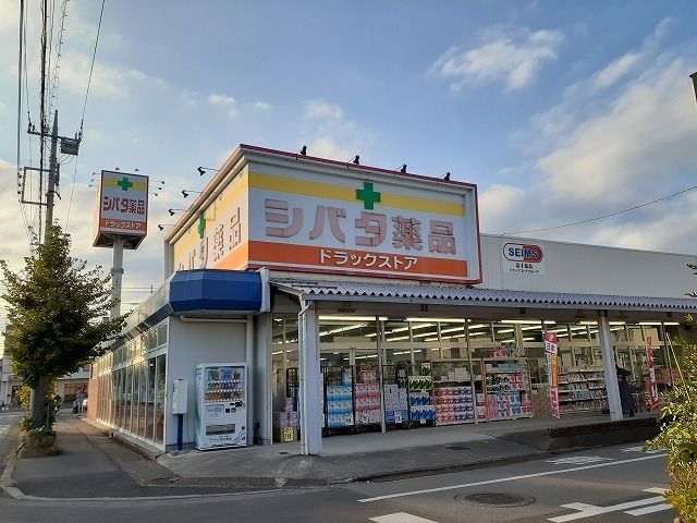 近くのシバタ薬品住吉店まで750m(徒歩10分)