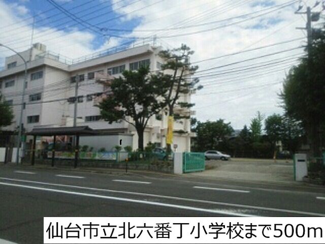 近くの仙台市立北六番丁小学校まで500m(徒歩7分)