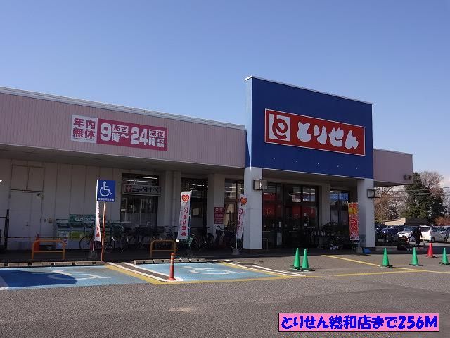 近くのとりせん総和店まで256m（徒歩4分）