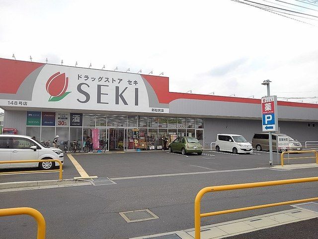 近くのドラッグストアセキ新松伏店まで850m（徒歩11分）