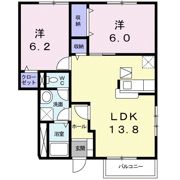 クレセント上乃木Bの間取り画像