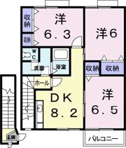 クレセント上乃木Cの間取り画像