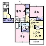 ヴァン・ティ・アン中の原Dの間取り画像
