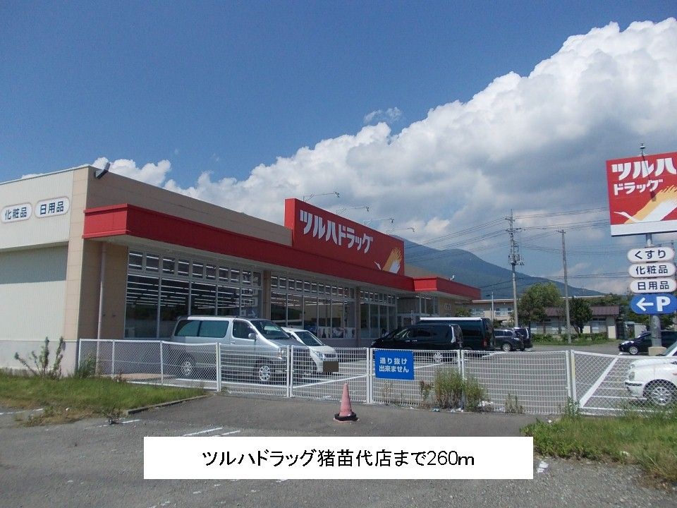 近くのツルハドラッグ猪苗代店まで260m（徒歩4分）