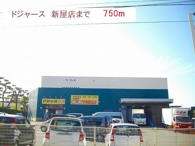 近くのドジャース　新屋店まで750m（徒歩10分）