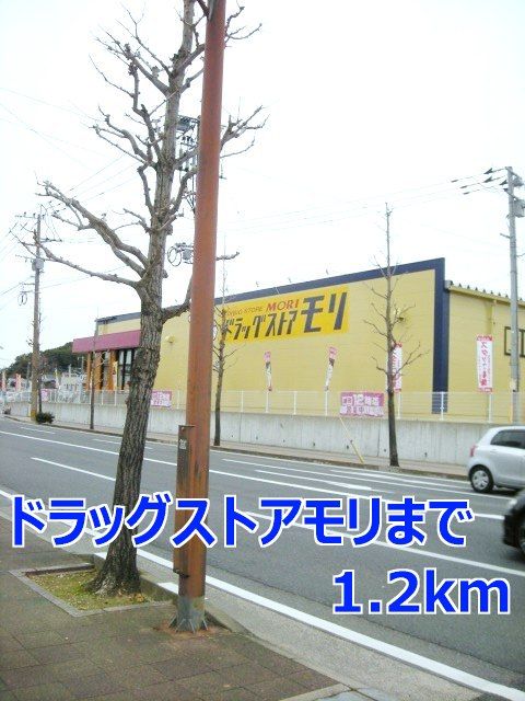 近くのドラッグストアモリまで1,200m（徒歩15分）