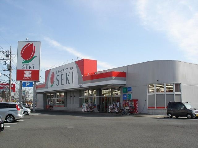 近くのドラックストアセキ平塚店まで450m（徒歩6分）