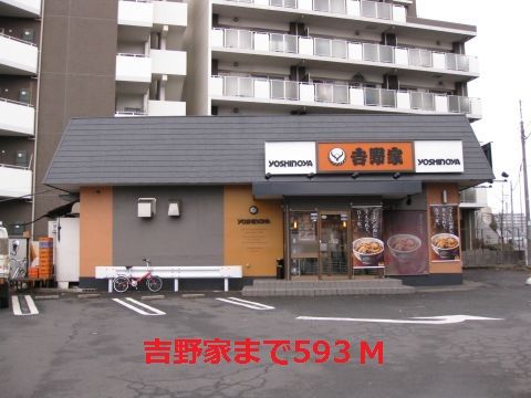 近くの吉野家まで593m（徒歩8分）