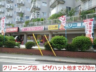 近くのクリーニング店、ピザハット他まで270m（徒歩4分）