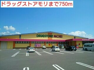 近くのドラッグストアモリまで750m(徒歩10分)