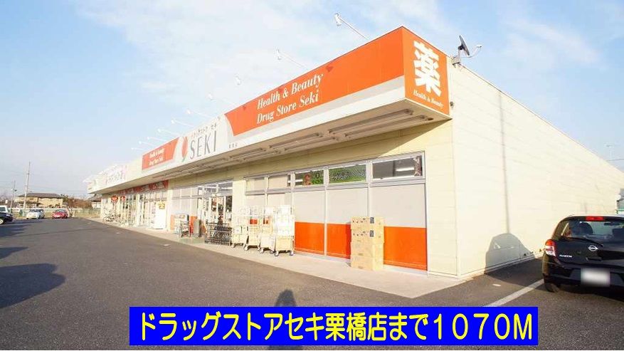 近くのドラッグストアセキ栗橋店まで1,070m（徒歩14分）