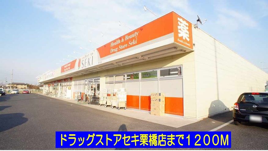 近くのドラッグストアセキ栗橋店まで1,200m（徒歩15分）
