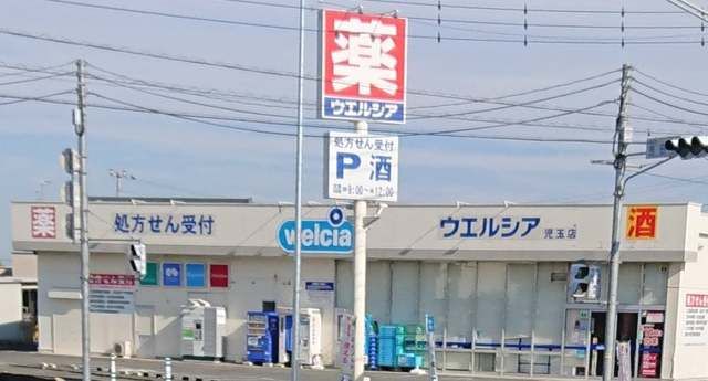 近くのウエルシア児玉店まで800m（徒歩10分）
