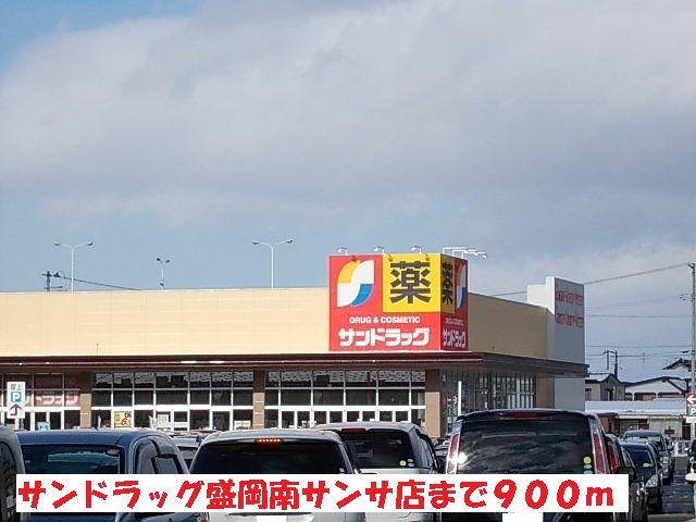 近くのサンドラッグ盛岡南サンサ店まで900m（徒歩12分）