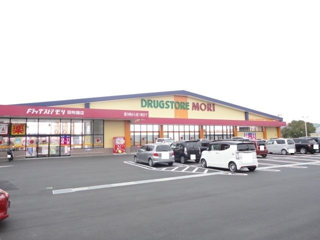 近くのドラッグストアモリ田布施店まで200m（徒歩3分）