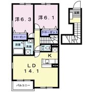 ウエストキャッスルAの間取り画像