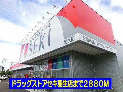 近くのドラッグストアセキ南羽生店まで2,880m(徒歩36分)