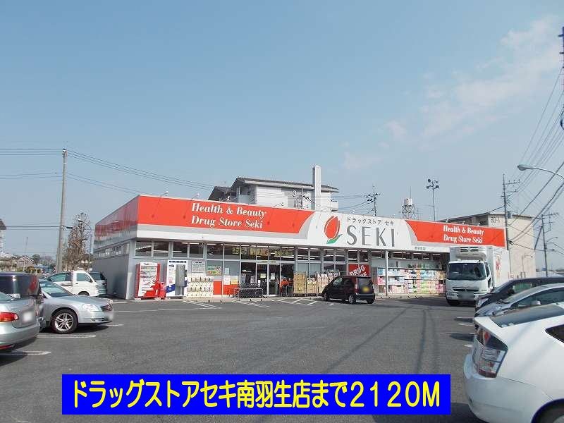 近くのドラッグストアセキ南羽生店まで2,120m（徒歩27分）