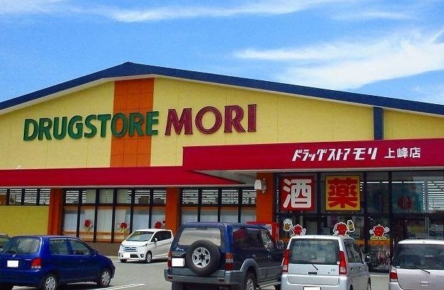 近くのドラッグストアモリ上峰店まで2,200m（徒歩28分）