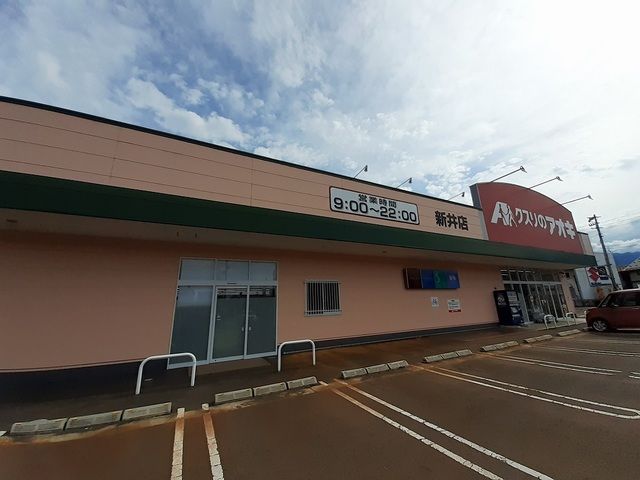 近くのクスリのアオキ新井店まで300m（徒歩4分）