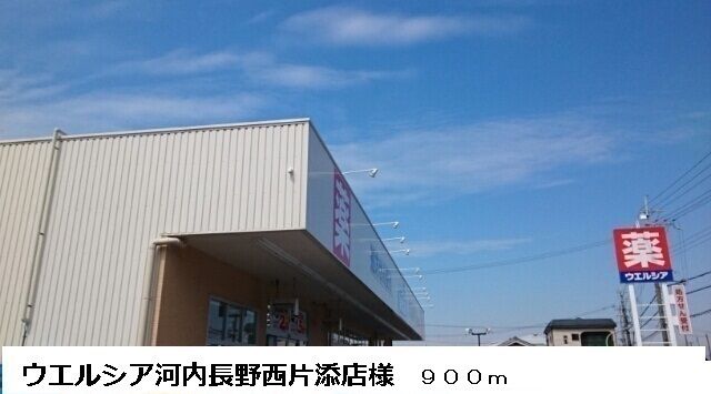 近くのウエルシア河内長野西片添店様まで900m（徒歩12分）