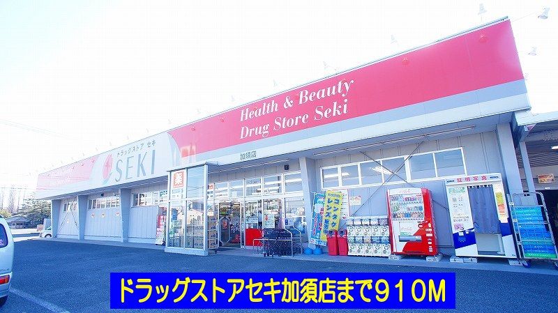 近くのドラッグストアセキ加須店まで910m(徒歩12分)