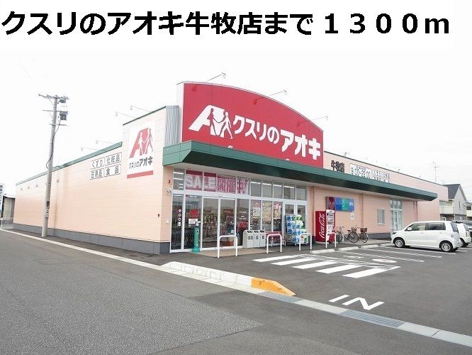 近くのクスリのアオキ牛牧店まで1,300m（徒歩17分）