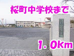 近くの桜町中学校まで1,000m（徒歩13分）