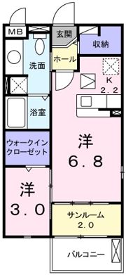 アパートメントY Aの間取り画像