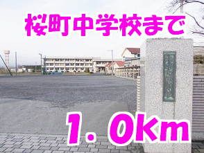 近くの桜町中学校まで1,000m（徒歩13分）