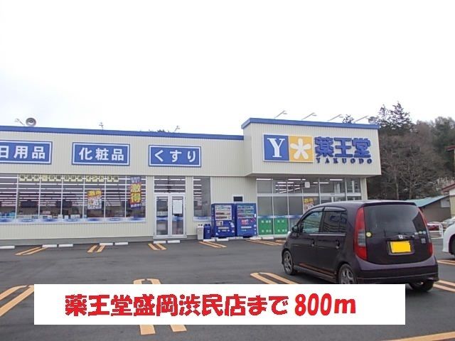 近くの薬王堂盛岡渋民店まで800m（徒歩10分）