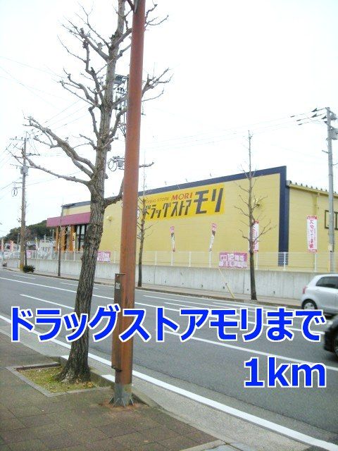 近くのドラッグストアモリまで1,000m（徒歩13分）