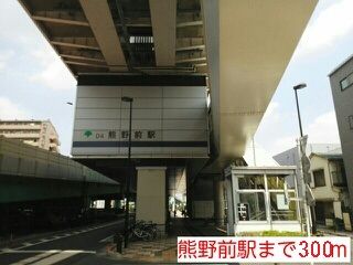近くの熊野前駅まで300m（徒歩4分）