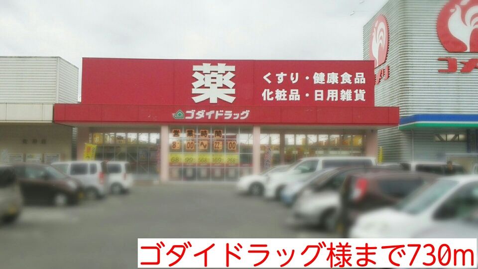 近くのゴダイドラッグ様まで730m(徒歩10分)