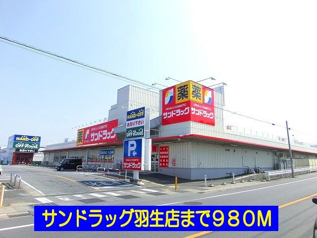近くのサンドラッグ羽生店まで980m（徒歩13分）
