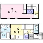 泉佐野戸建て1Kの間取り画像